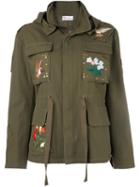Red Valentino Embroidered Military Jacket, Women's, Size: 42, Green, Cotton/polyester