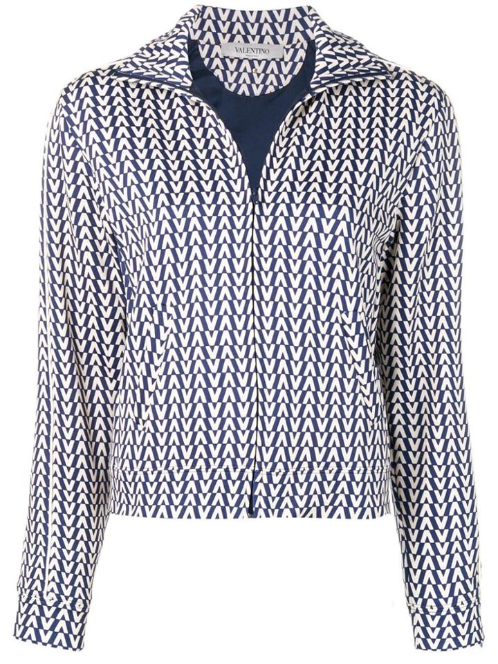Valentino V Print Bomber Jacket - Blue