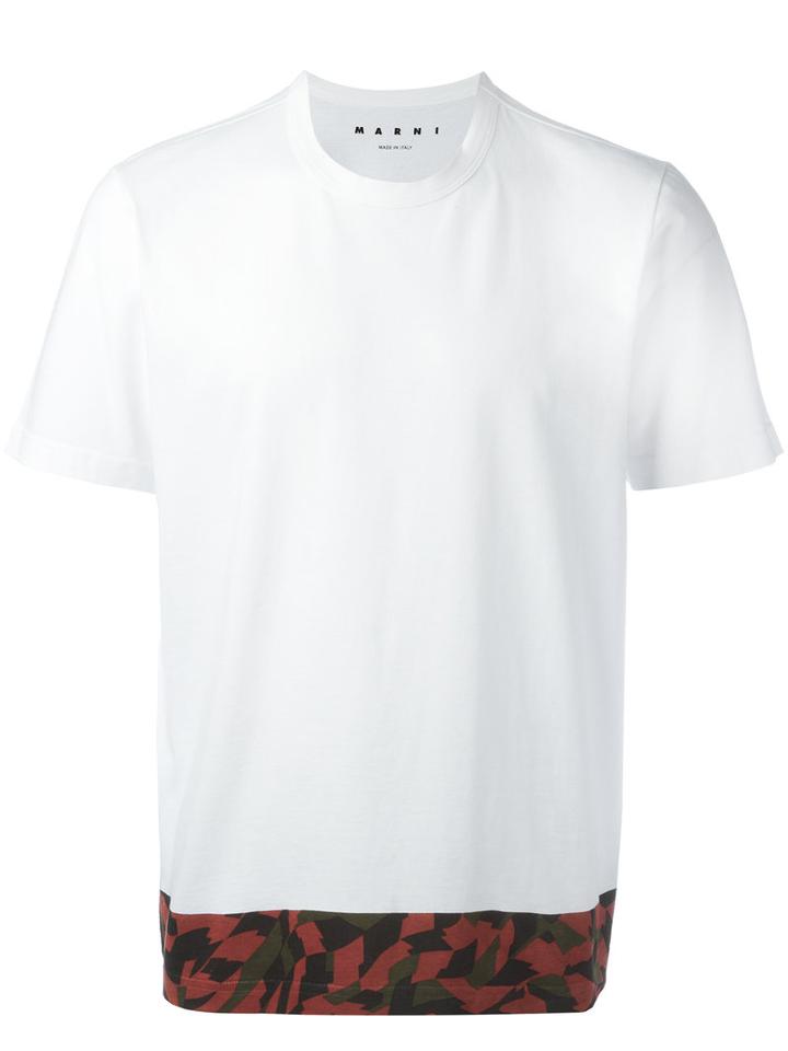 Marni Printed Trim T-shirt, Men's, Size: 50, White, Cotton