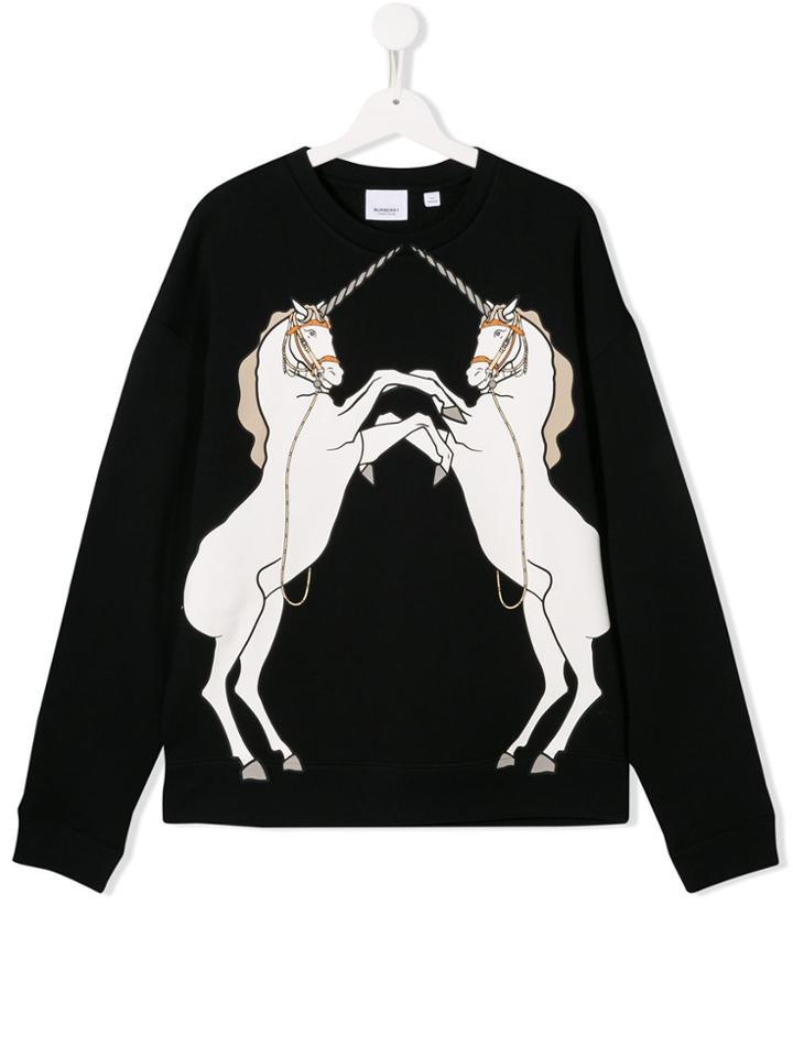 Burberry Kids Teen Unicorn Print Sweatshirt - Black