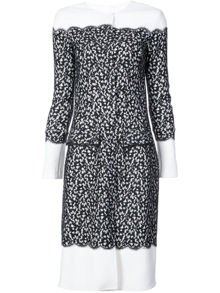 Oscar De La Renta Scalloped Lace Overlay Coat - Black
