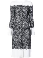 Oscar De La Renta Scalloped Lace Overlay Coat - Black