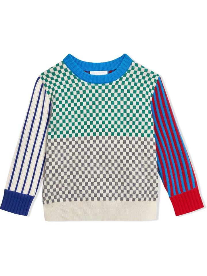 Burberry Kids Teen Graphic Cashmere Jacquard Sweater - White