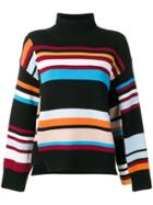 Mrz Striped High Neck Sweater - Black
