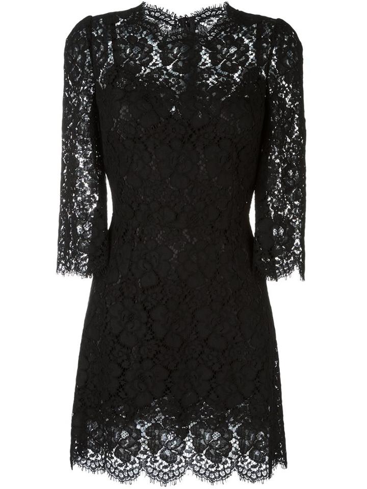 Dolce & Gabbana Lace Dress, Women's, Size: 40, Black, Rayon/cotton/nylon/nylon