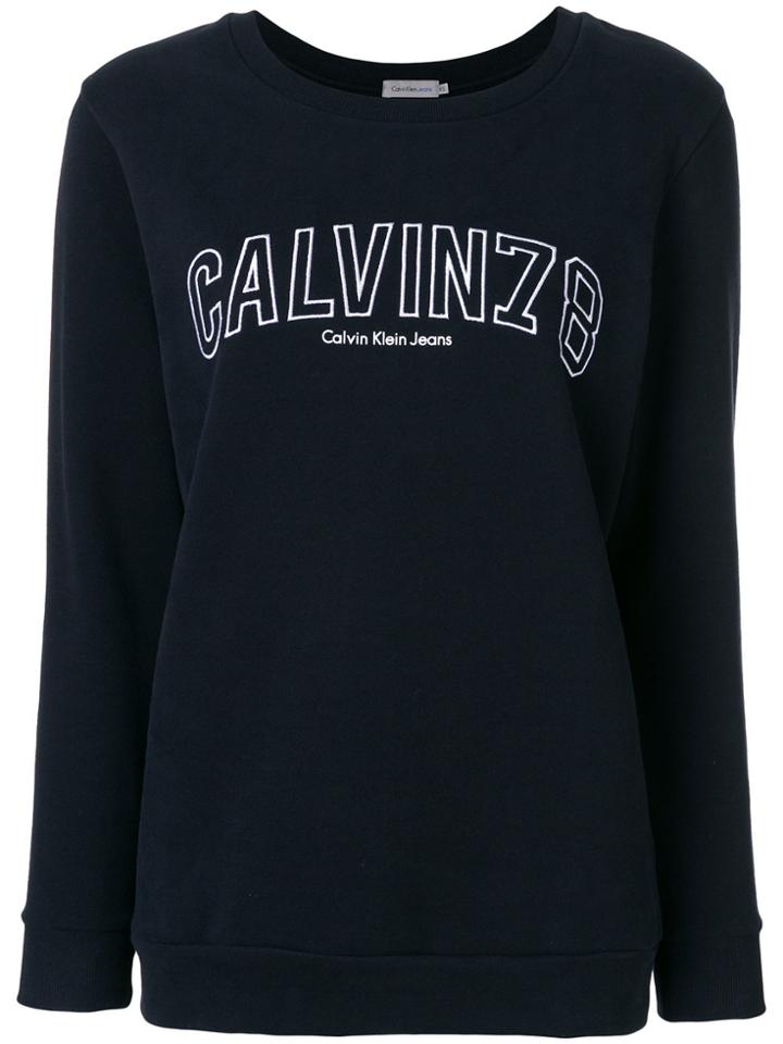 Calvin Klein Logo Embroidered Sweatshirt - Blue