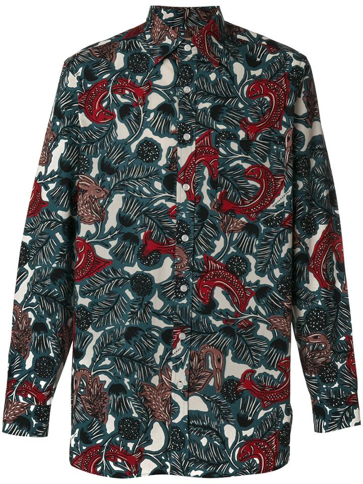 Burberry - Fish Print Shirt - Men - Cotton - L, Green, Cotton