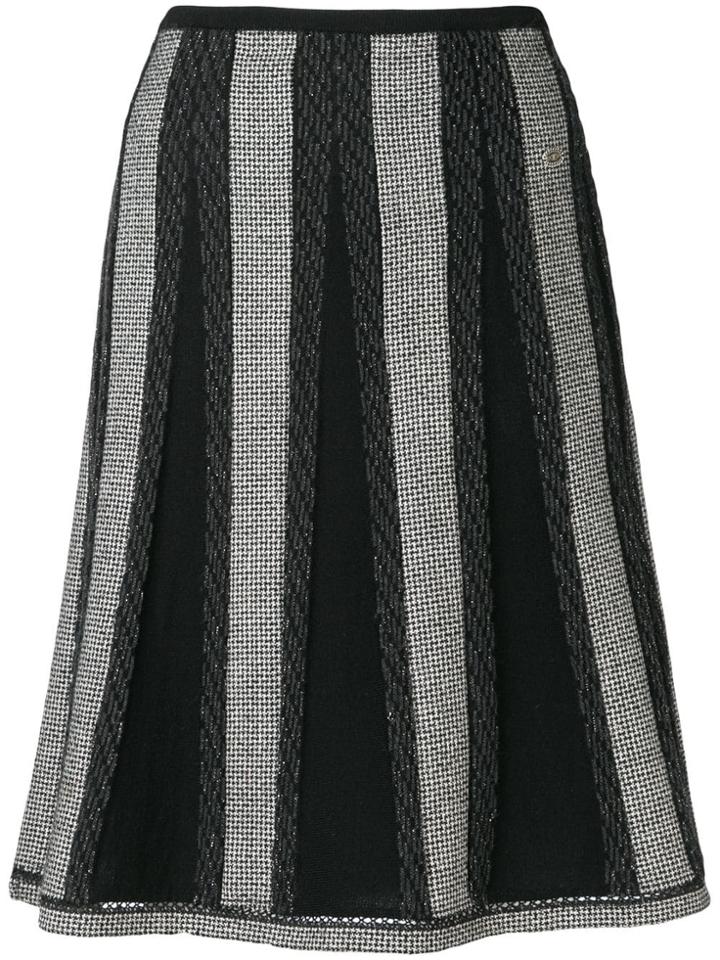 Chanel Vintage Houndstooth Detail Skirt - Black