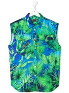 Young Versace Leaf Print Sleeveless Shirt - Blue