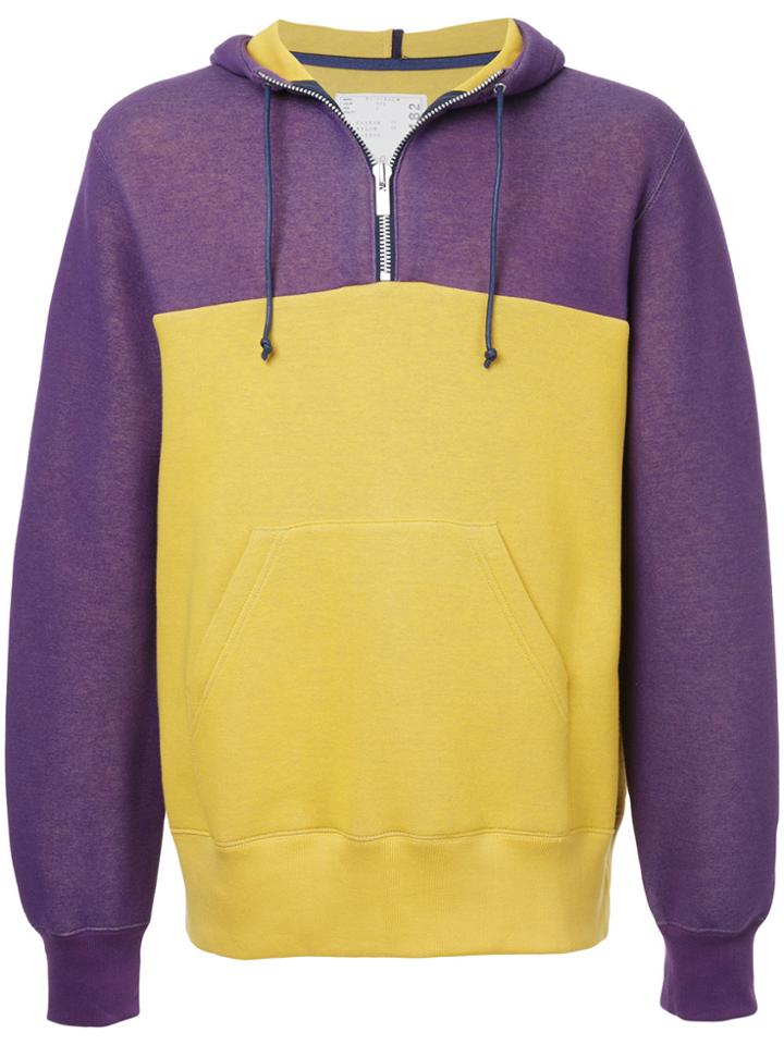 Sacai Colour Blocked Hoodie - Yellow & Orange