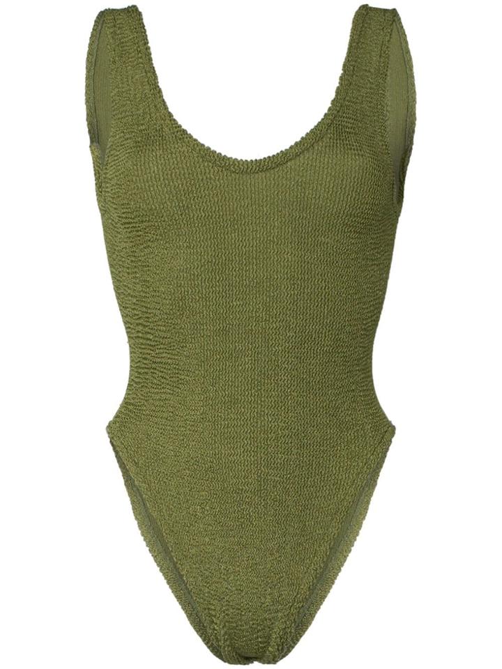 Hunza G Jeanne Scoop Neck High Leg Swimsuit - Green