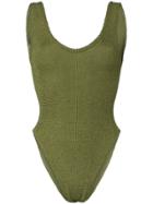 Hunza G Jeanne Scoop Neck High Leg Swimsuit - Green