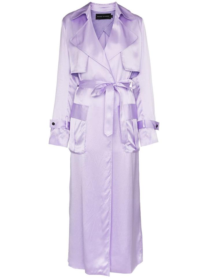 Michael Lo Sordo Belted Silk Trench Coat - Pink & Purple