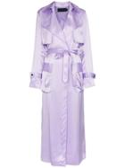 Michael Lo Sordo Belted Silk Trench Coat - Pink & Purple
