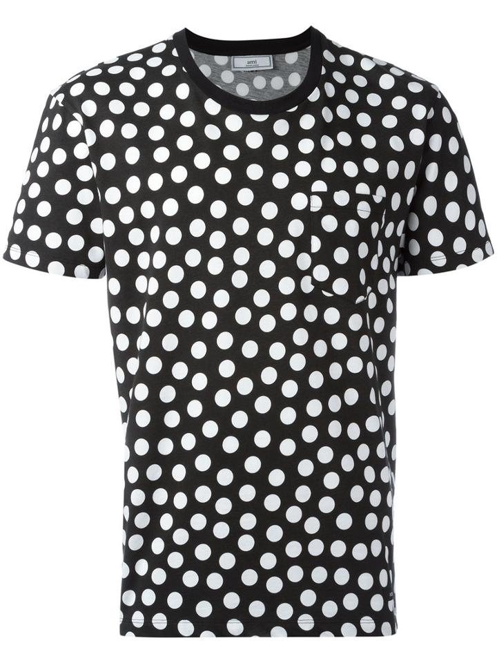 Ami Alexandre Mattiussi - Dot Print T-shirt - Men - Cotton - Xxl, Black, Cotton