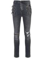 Unravel Project Zip-detail Distressed Skinny Jeans - Black