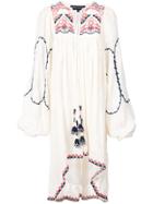 Hemant And Nandita Flared Embroidered Shirt Dress - White