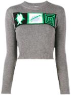 Miu Miu Intarsia Sweater, Women's, Size: 44, Grey, Cashmere