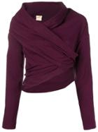 Erika Cavallini Cropped Cowl Neck Blouse - Red