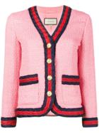Gucci Slim Fit Blazer With Contrasting Piping - Pink & Purple