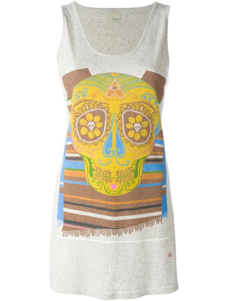 +people Stripe Cinco De Mayo Skull Print Tank Top, Women's, Size: Xs, Nude/neutrals, Polyester/linen/flax
