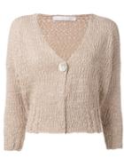 Fabiana Filippi Wide-button Knitted Cardigan, Women's, Size: 46, Nude/neutrals, Cotton/polyamide/spandex/elastane