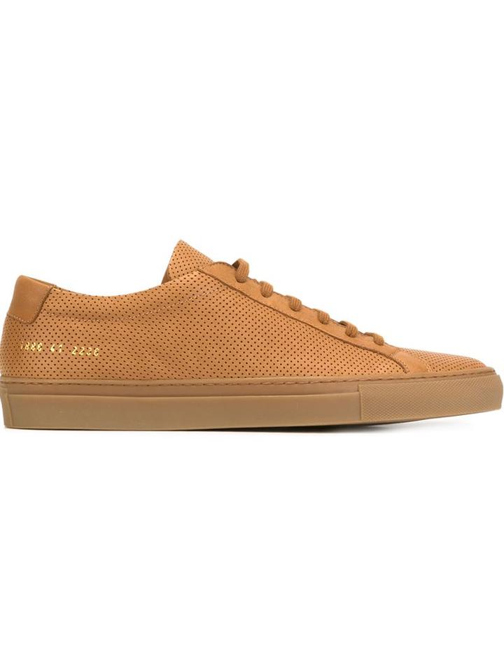 Common Projects Achilles Perforated Low Sneakers, Men's, Size: 7, Brown, Rubber/leather