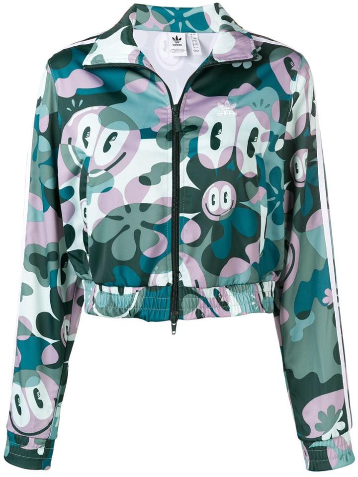 Adidas Cartoon Floral Sports Jacket - Green