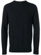 Emporio Armani Chevron-knit Jumper - Blue