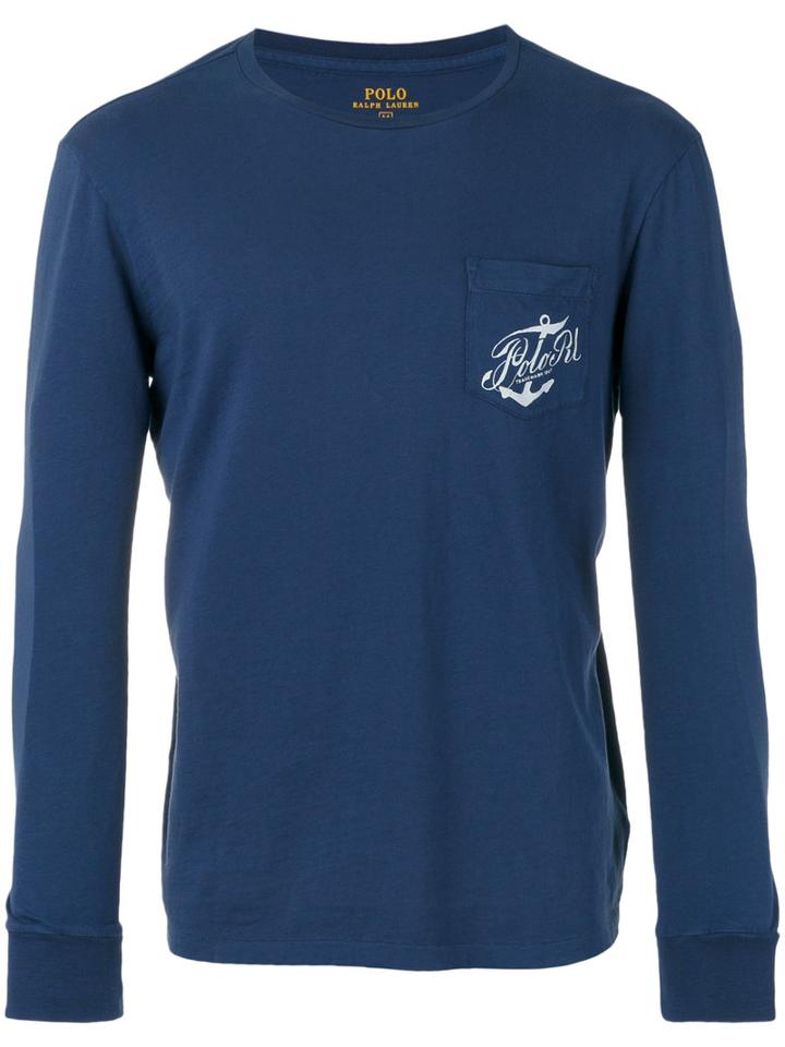 Polo Ralph Lauren Chest Pocket Longsleeved T-shirt, Men's, Size: Medium, Blue, Cotton