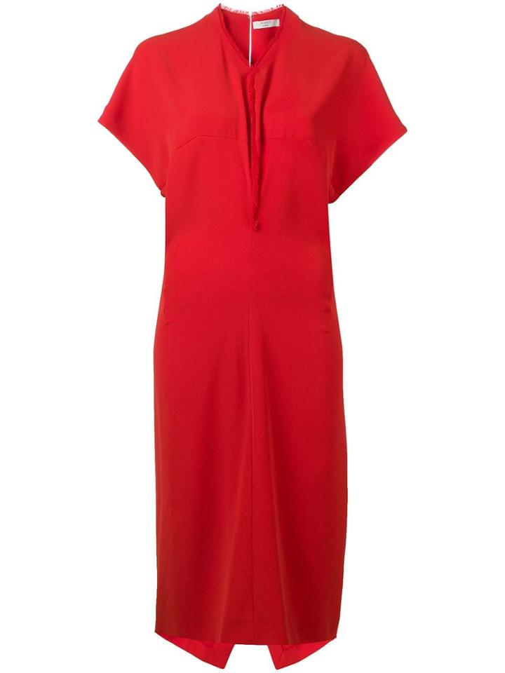 Poiret V-neck Shift Dress - Red