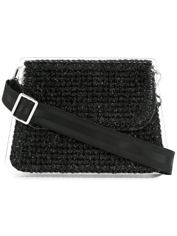 0711 Monaco Large Woven Clutch - Black