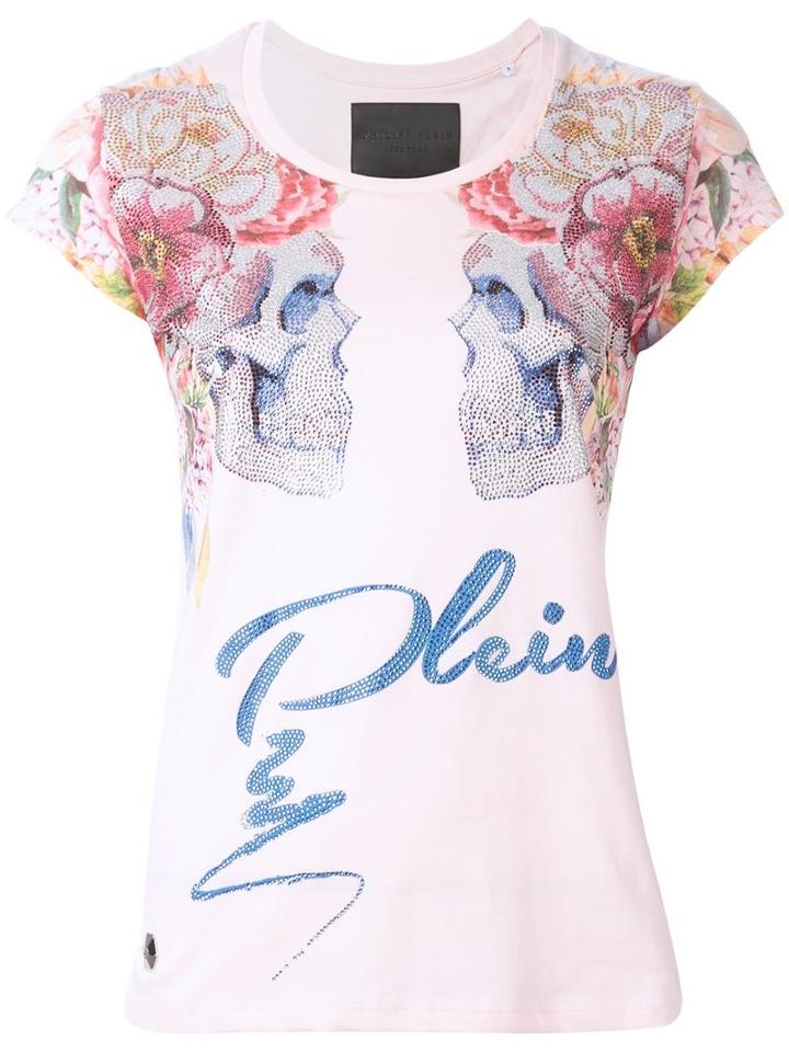 Philipp Plein Crosshill T-shirt, Women's, Size: Small, Pink/purple, Cotton