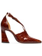 Ganni Brown Lina 90 Leather Pumps