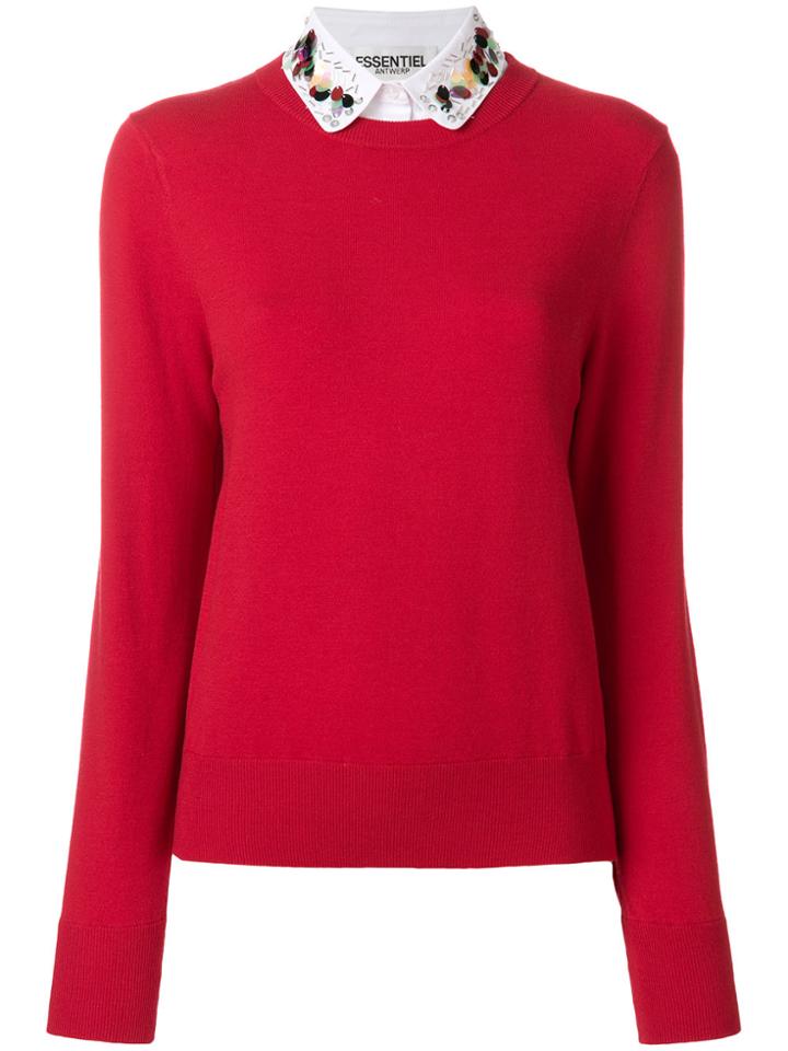 Essentiel Antwerp Classic Fitted Sweater - Red