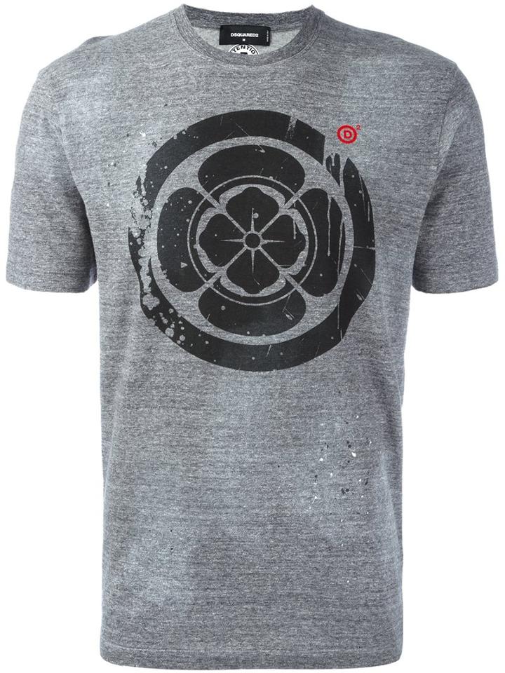 Dsquared2 Spiral Crest Print T-shirt, Men's, Size: Small, Grey, Cotton
