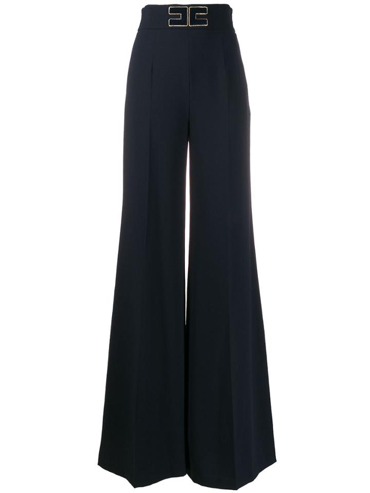 Elisabetta Franchi 3d Logo Flared Trousers - Blue