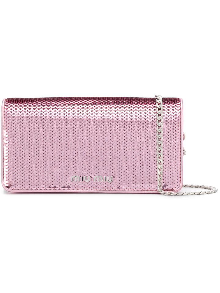 Miu Miu Sequinned Cross Body Bag - Pink & Purple