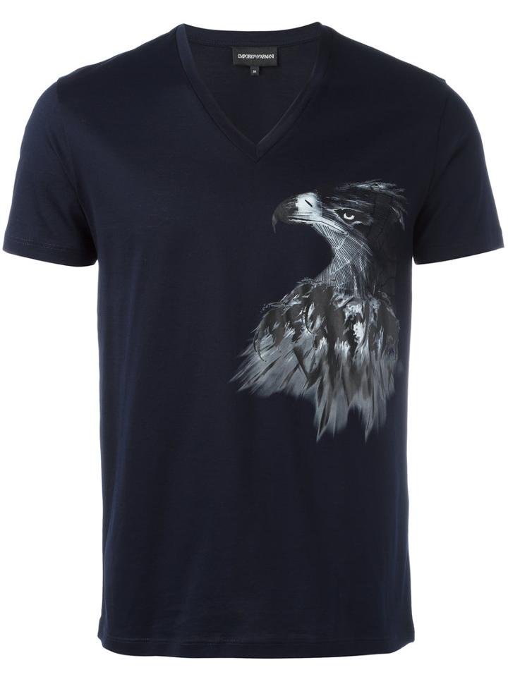 Emporio Armani Eagle Print T-shirt, Men's, Size: Xl, Blue, Cotton