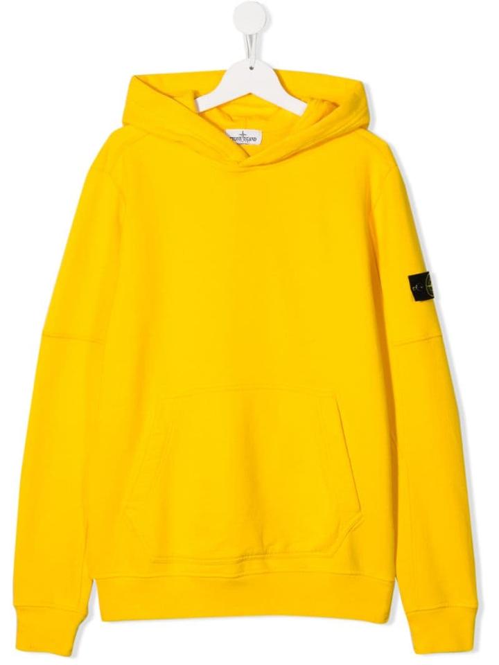 Stone Island Junior Teen Logo Patch Hoodie - Yellow