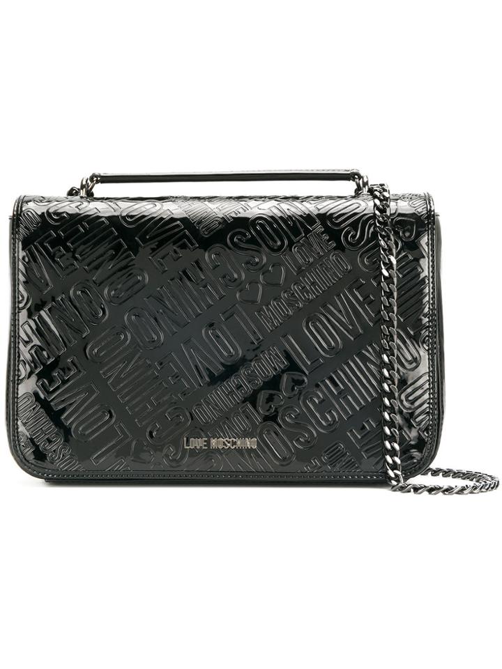 Love Moschino Logo Embossed Shoulder Bag - Black