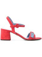 Prada Logo Sandals - Red