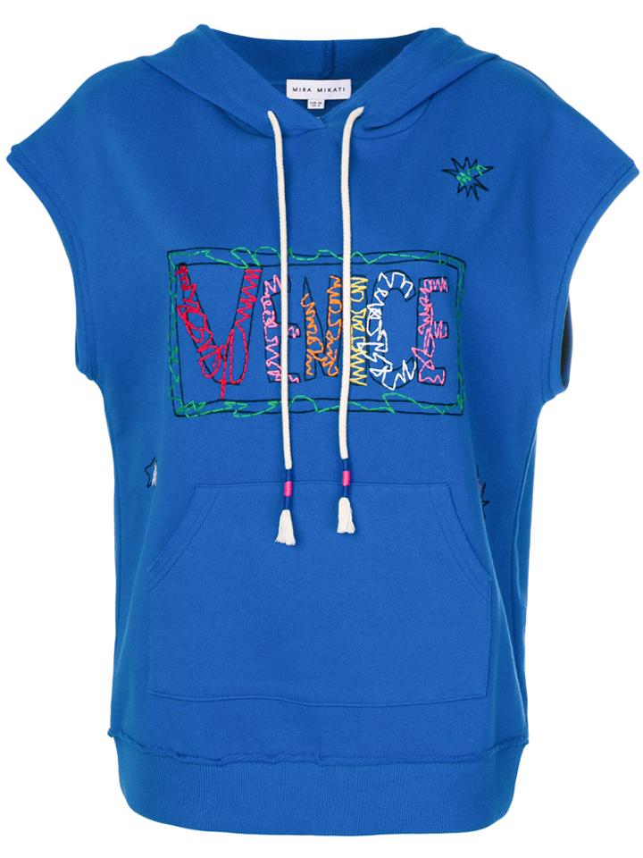 Mira Mikati Venice Embroidered Sleeveless Hoodie - Blue