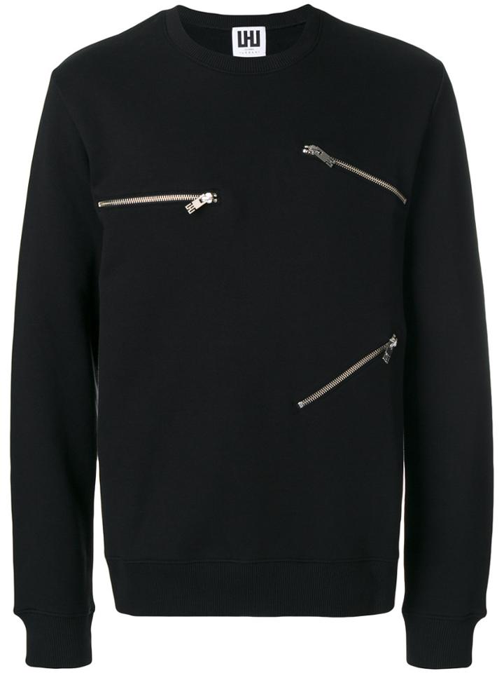 Les Hommes Urban Zip Trim Sweatshirt - Black