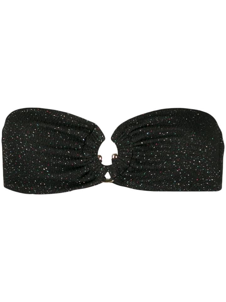 Reina Olga Sparkly Bandeau Bikini Top - Black