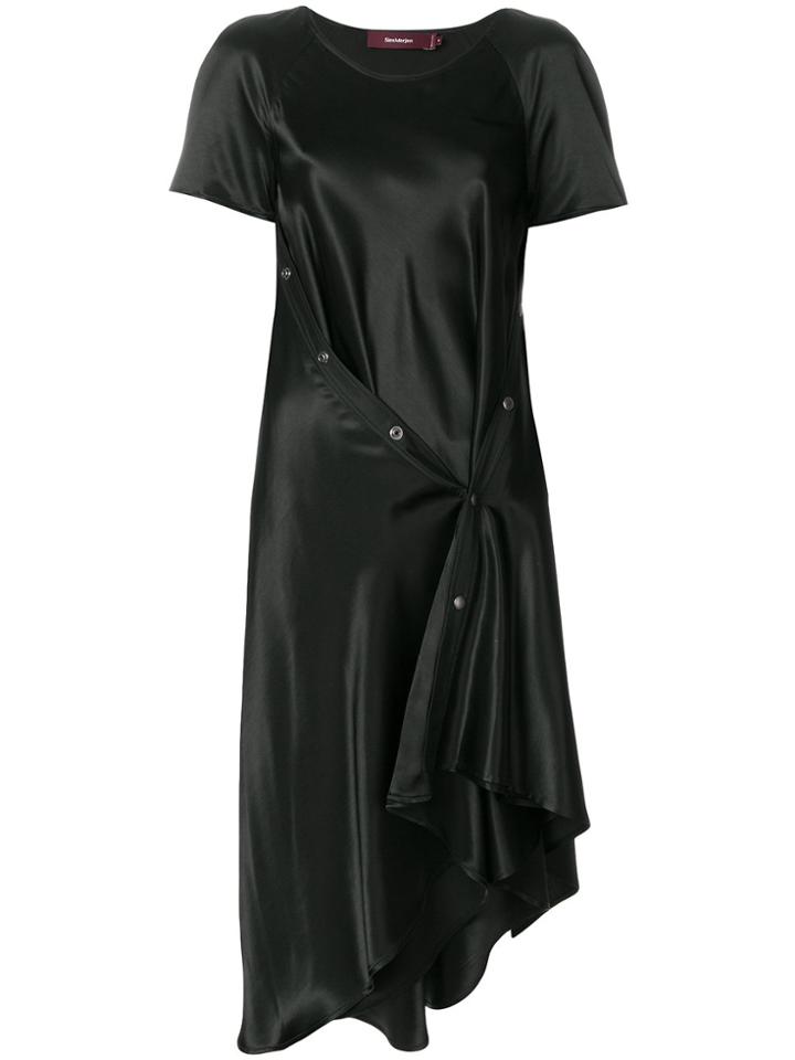Sies Marjan Satin Snap Button Midi Dress - Black