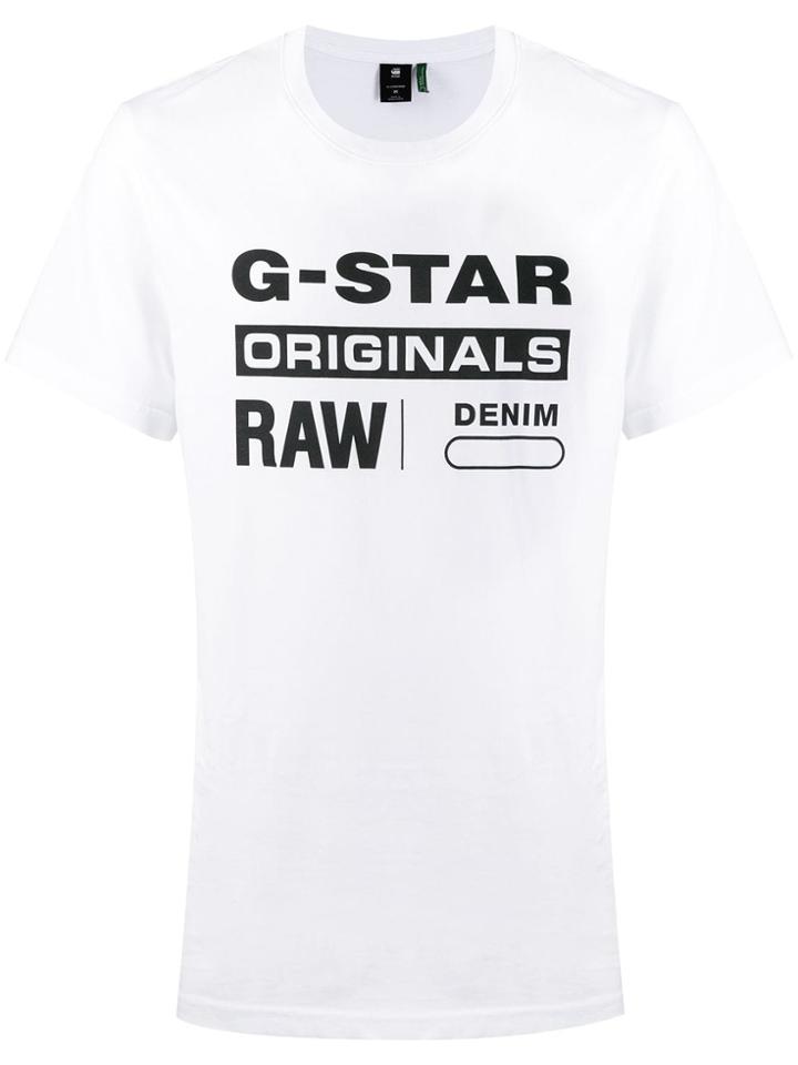 G-star Raw Research Logo Print Crew Neck T-shirt - White