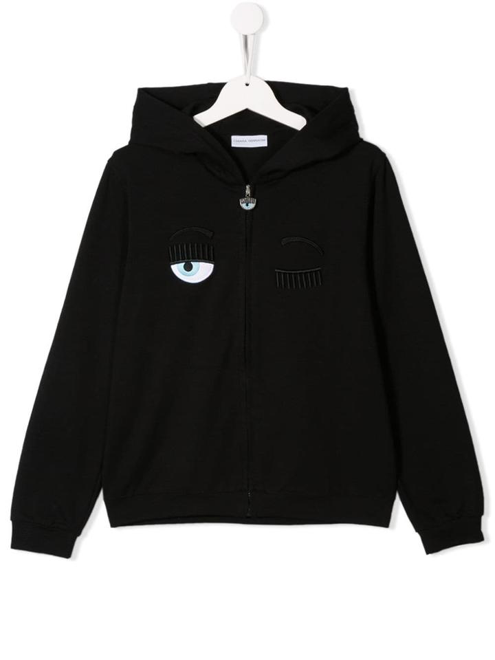 Chiara Ferragni Kids Teen Signture Wink Hoodie - Black
