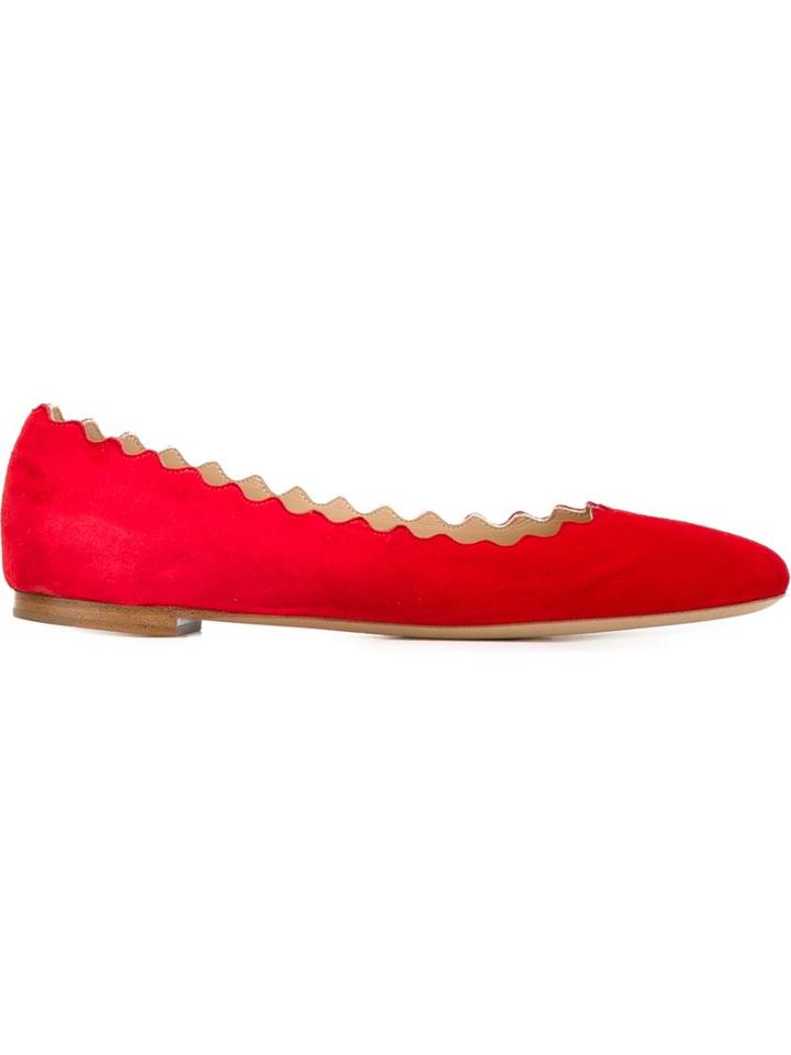 Chloé Lauren Ballerinas, Women's, Size: 40, Red, Goat Skin/leather