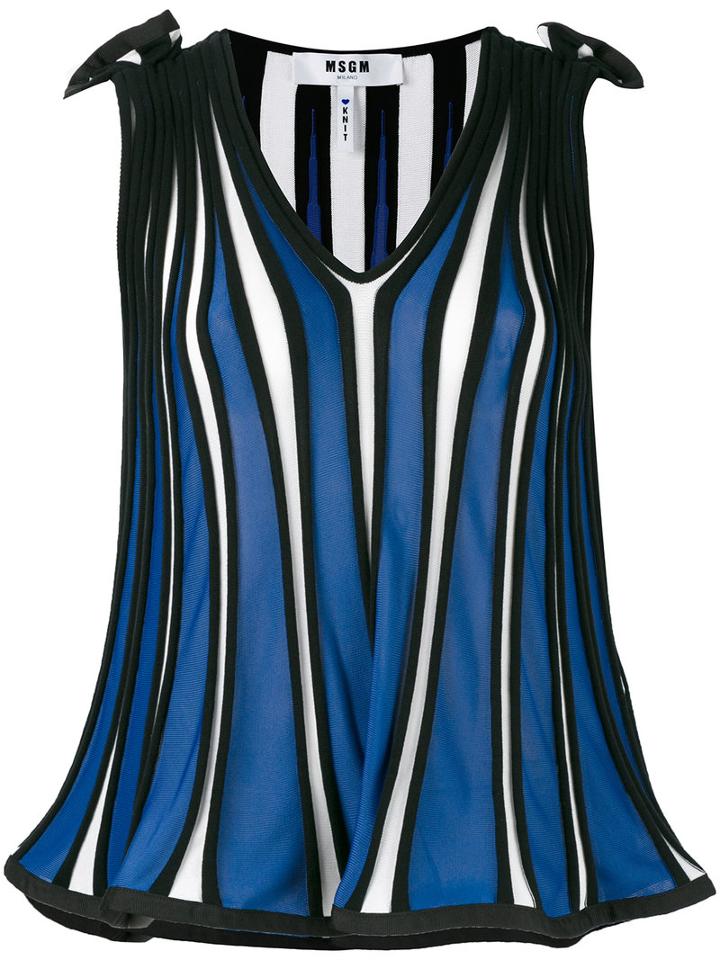 Msgm - Striped Tank Top - Women - Cotton/viscose - M, Women's, Blue, Cotton/viscose